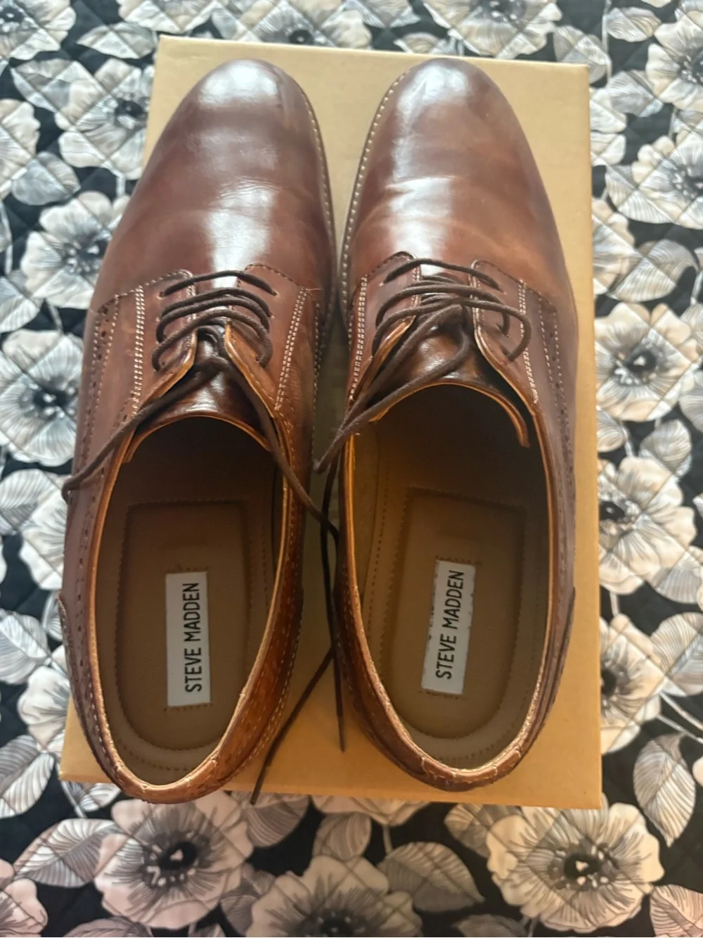 Steve Madden Men's Brown Leather Derby Shoes